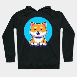 Cute Shiba Inu Dog Sitting Cartoon Hoodie